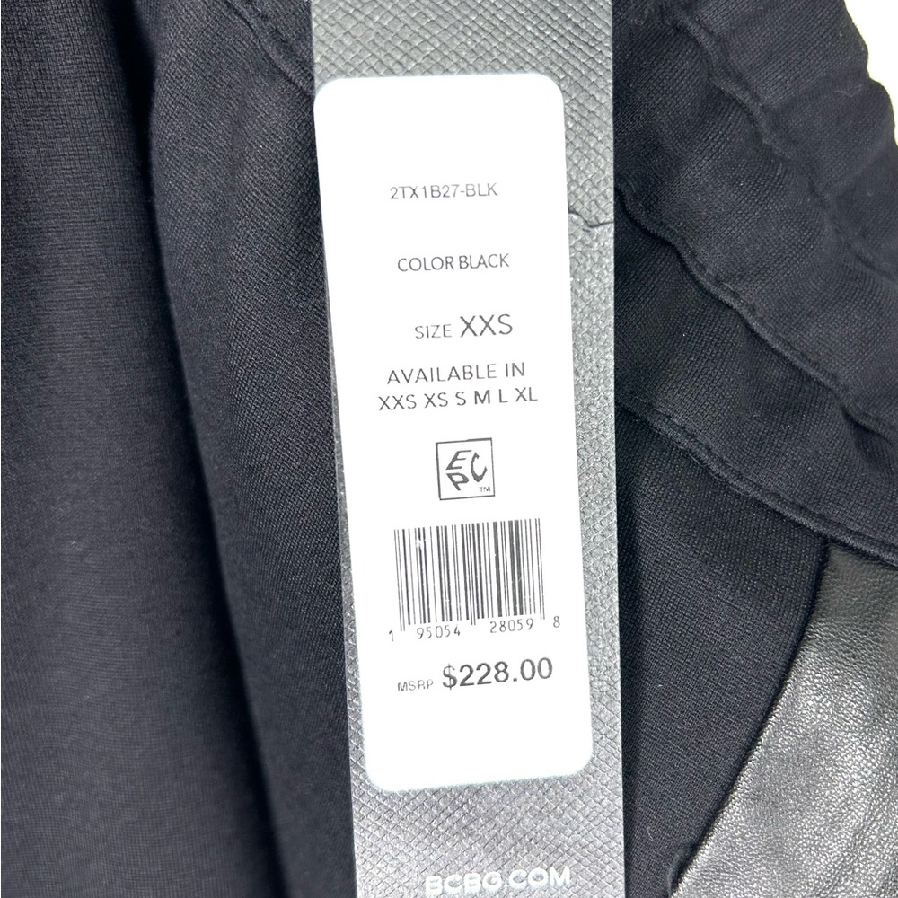 BCBG Faux Leather Trim Jogger Pants in Black – XXS - Picture 8 of 8